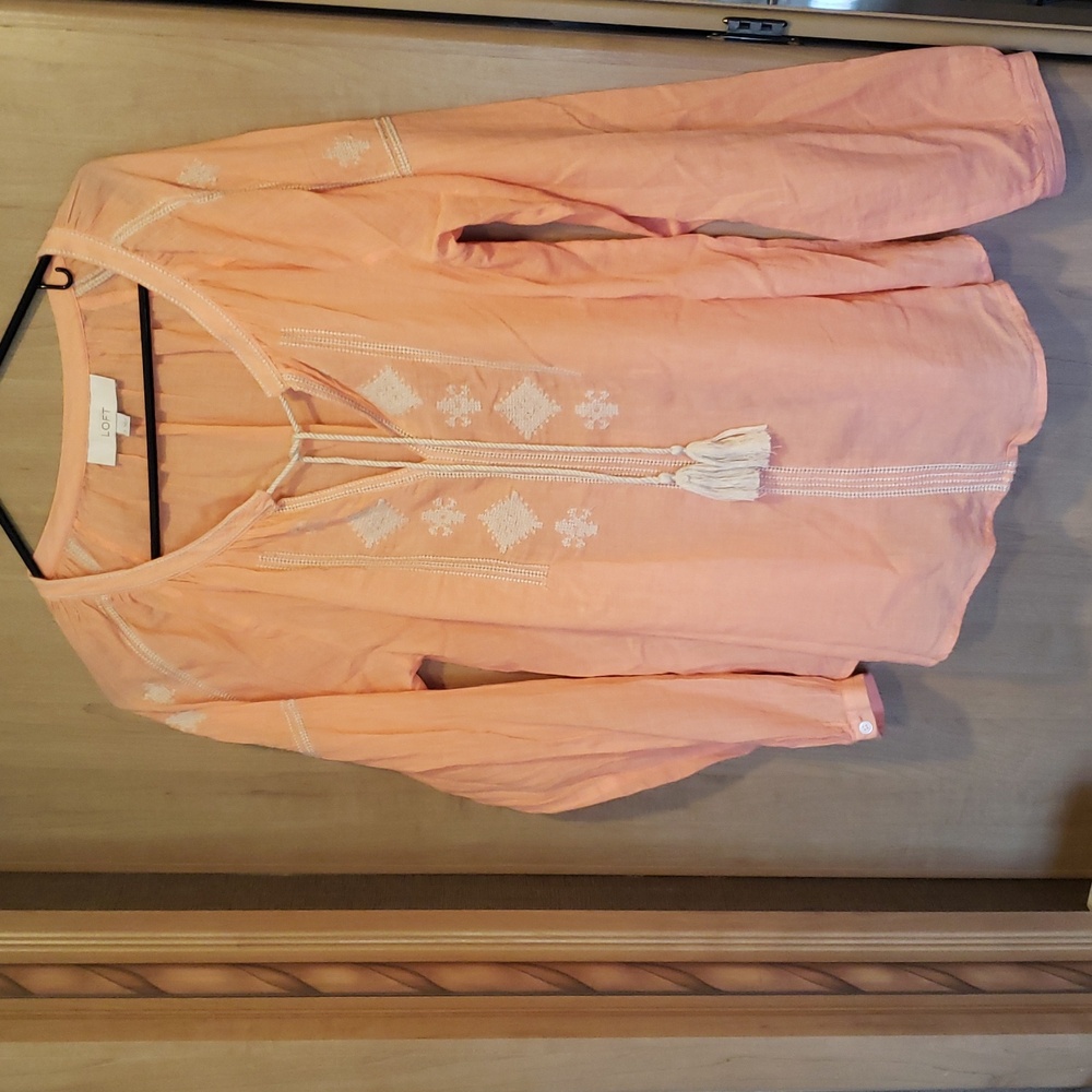LOFT Pessant Embroidered Top S